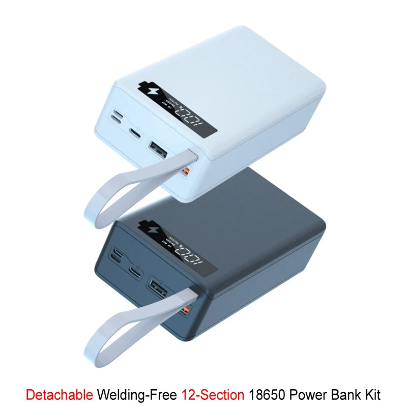 12*18650 батарея коробка для хранения DIY 18650 банк питания чехол PD QC3.0 двойной USB