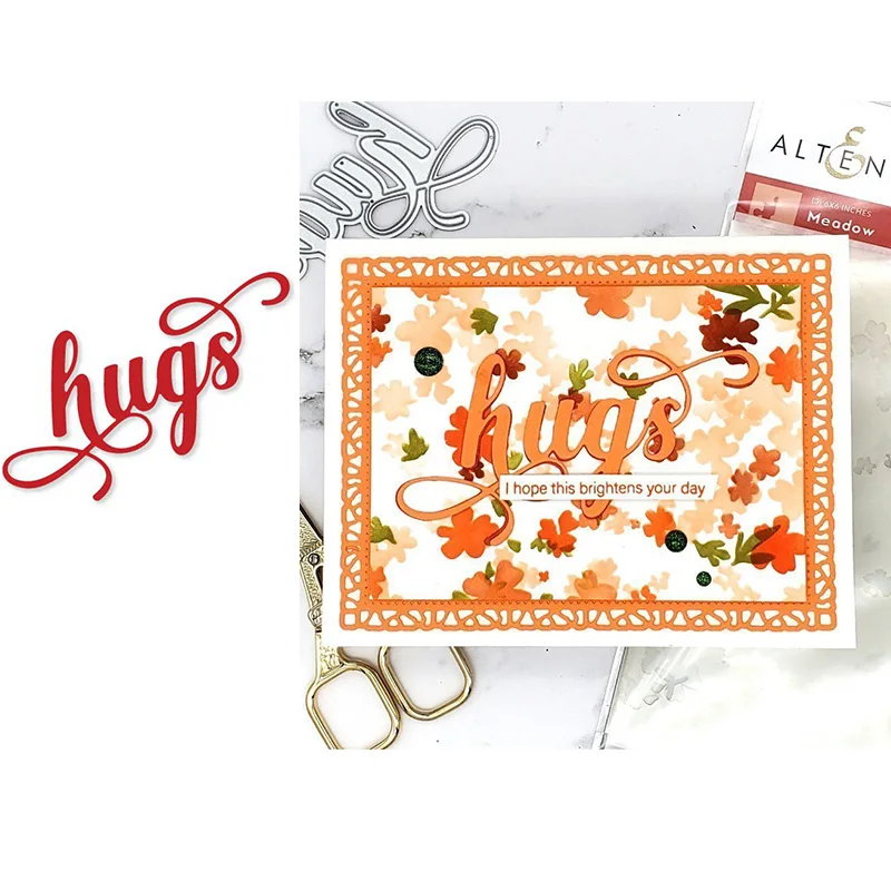 

New 2021 Fancy Hugs Letter Metal Cutting Dies for DIY Scrapbooking Crafts Dies Cut Stencils Maker Photo Album Template Handmade