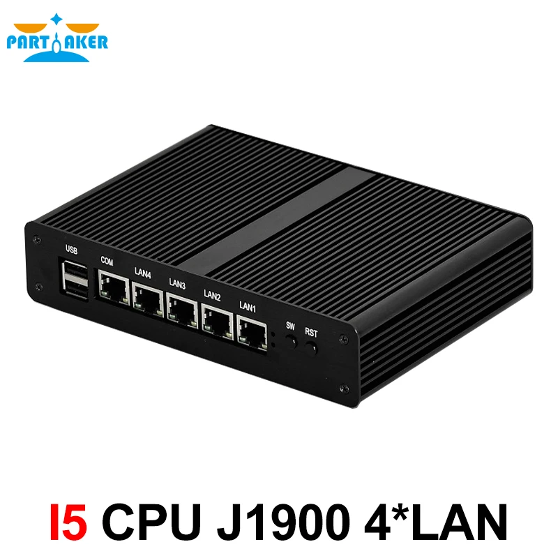 Причастник Мини ПК Сервер Pfsense OS J1900 Четырехъядерный 4 LAN 1080P 12V мини настольный