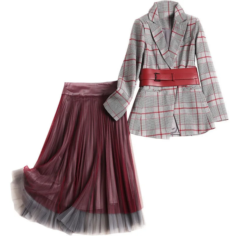 Весенне-осенний женский комплект одежды 2020 винтажный элегантный офисный из двух