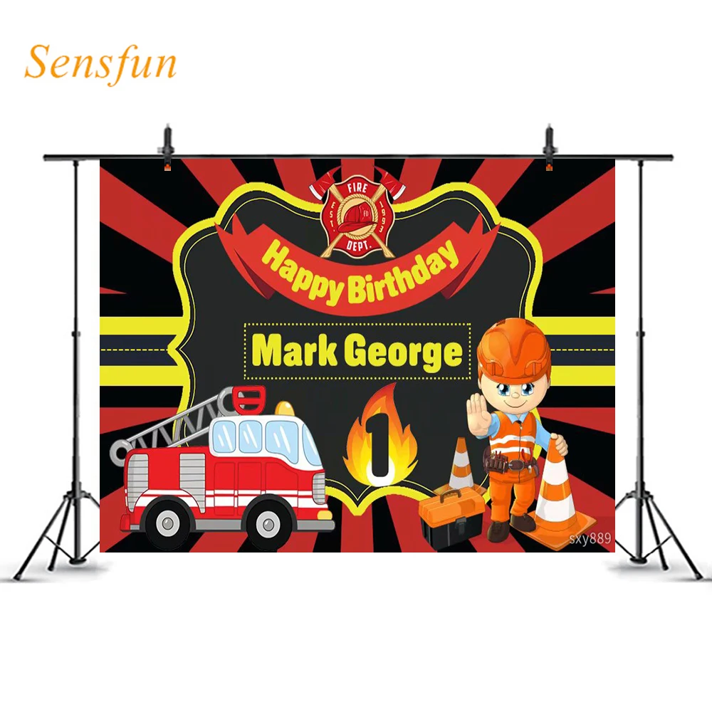 LEVOO фотография Фон пожарный двигатель пожарная машина для мальчиков день