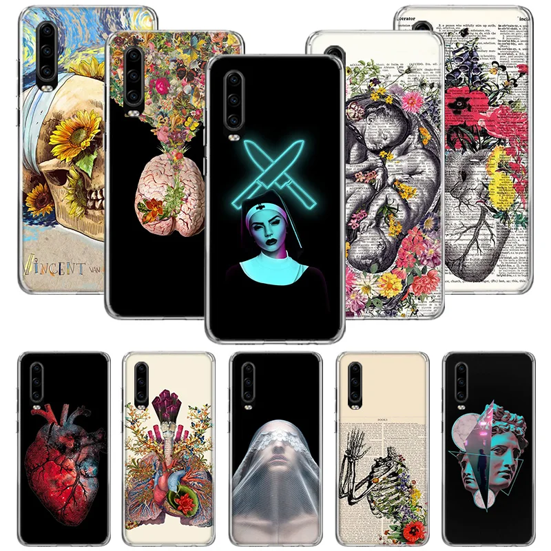 Медицинский человеческого органа мозга Меридиан почек чехол для Huawei P20 P30 P40 P Smart Z