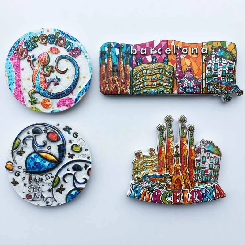 

Barcelona, Spain tourist souvenir magnetic stickers fridge magnets