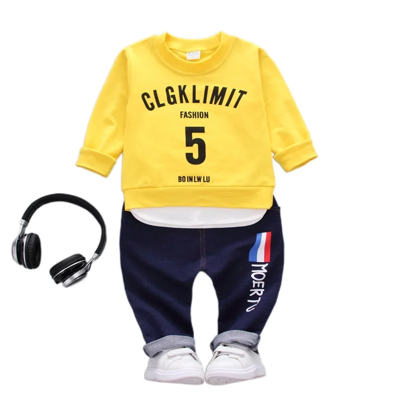 

Комплекты одежды для малышей, Спортивная рубашка с буквенным принтом и повседневные штаны, комплекты из 2 предметов для мальчиков и девочек,...