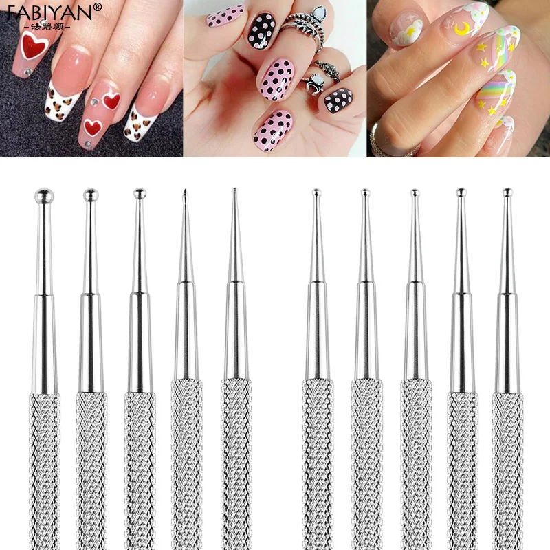 Manicure Tools Nail Art Dotting Rhinestone Flower Pen Stainless Steel Crystal Dual End Design Painting
