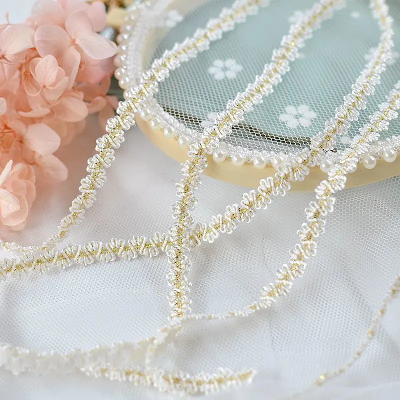 

Trend Polyester Gold Thread Water Soluble Lace Ribbon DIY Doll Baby Skirt Dress Cheongsam Fashion Clothing Material Dentelle
