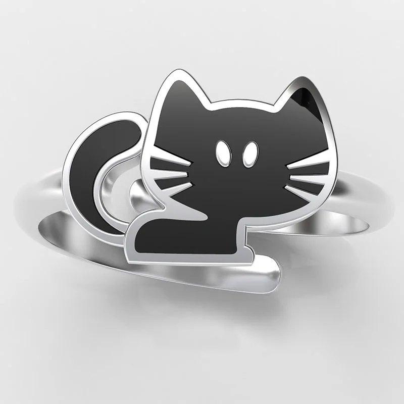 Кольца "Кошка и Рыба", открытые, со свободной регулировкой, элегантный аксессуар, простое украшение, творческая пара.