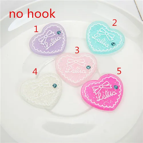 no hook 15cps/лот 31*27 мм модные блестящие плоские пластмассовые ювелирные изделия в форме сердца ожерелье Подвески на брелки для ключей для украшения своими руками - Окраска металла: no hook