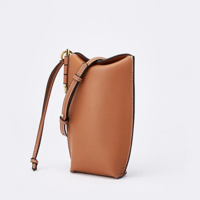 Мини-телефон сумки для женщин 2019 Дамская маленькая настоящая кожаная сумка через