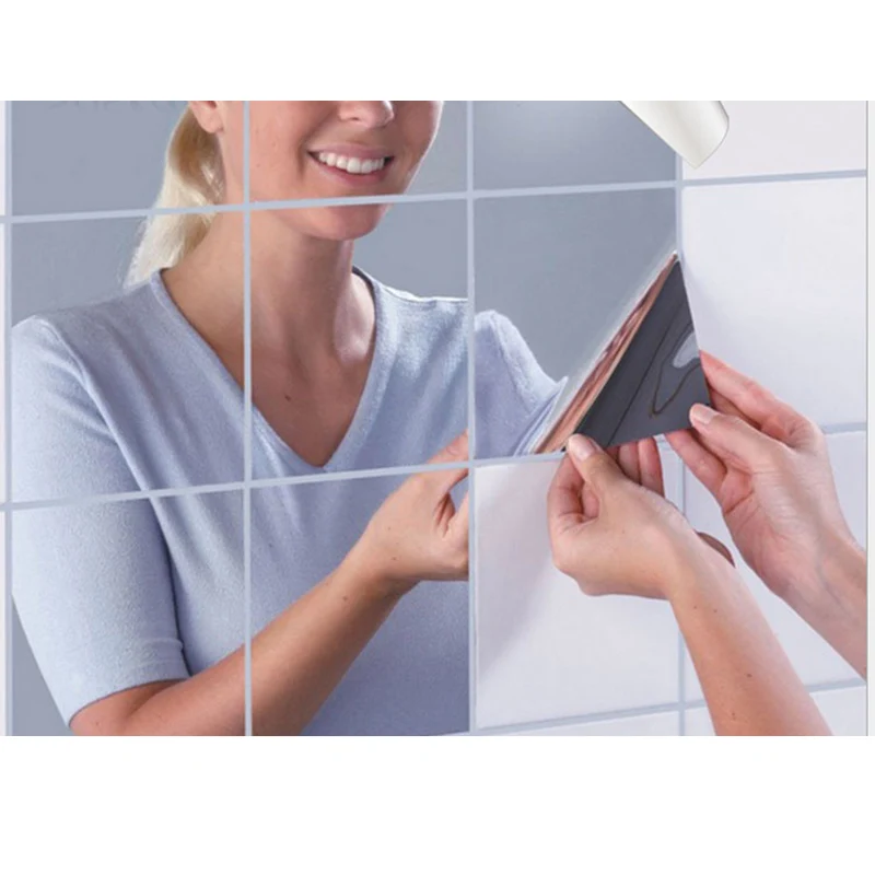 Экономичный DIY зеркальный стикер для настенной плитки квадратный самоклеящийся