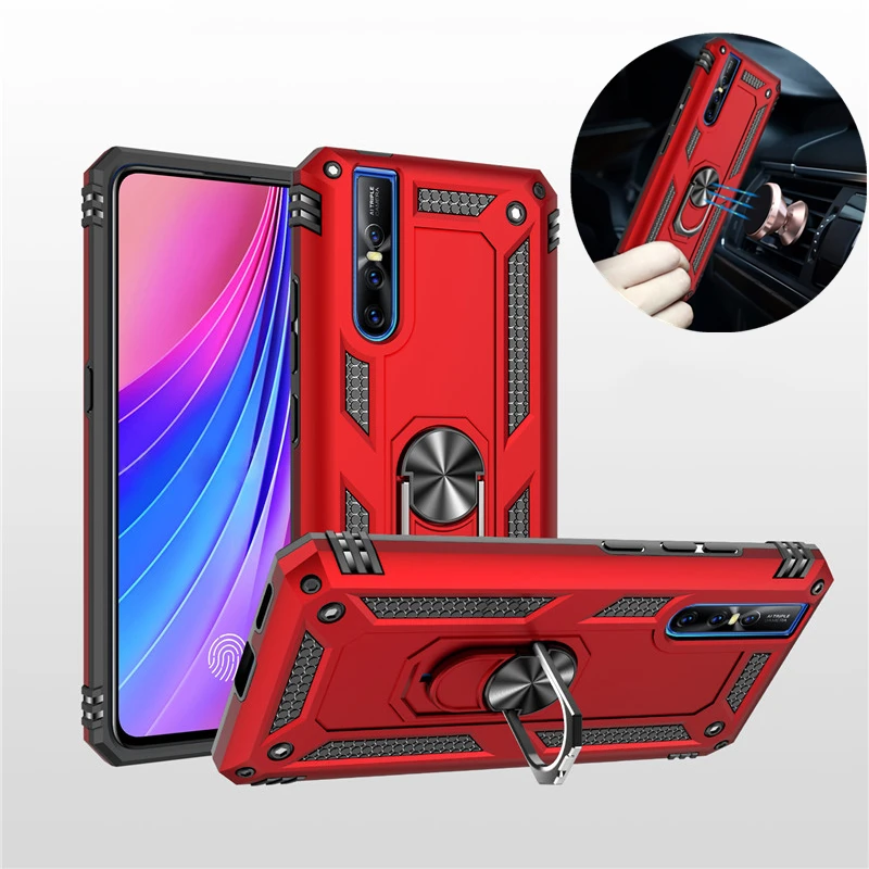 

Ring Stand Phone Case For VIVO X21 X23 X27 Luxury Shockproof Armor Rugged Magnetic Car Holder Back Cover For VIVO NEX S A Cases