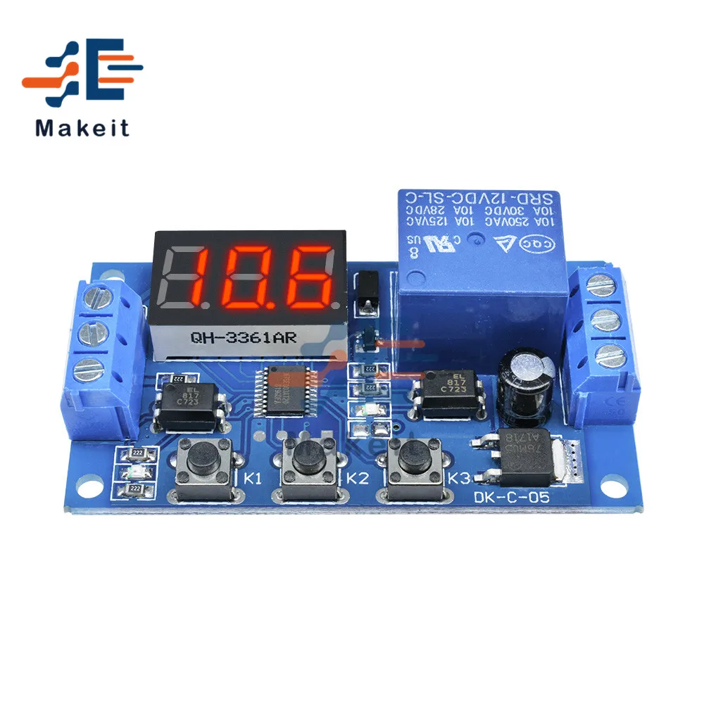 DC 12V светодиодный цифровой Дисплей реле за запозданиевремени модуль триггер