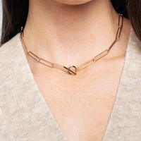 simple paperclip gold chain choker necklace for women neck jewelry accessories
