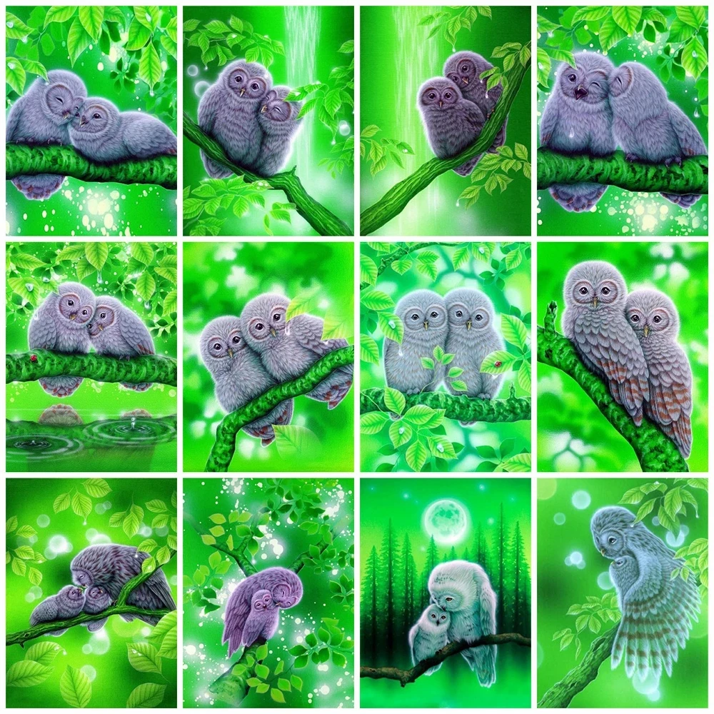 

Full Square 5D Diy Diamond Painting Owl Cross Stitch Diamond Embroidery Animal Mosaic Kits Needlework Handmade Gift Home Decor