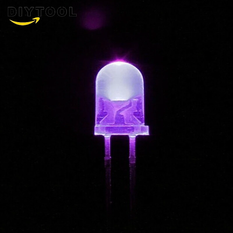 

50pcs F5 5mm Round Ultra Violet LED UV Light 390-395nm Purple Lamp
