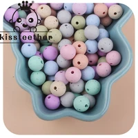 kissteether 20pcs 12mm food grade silicone teether round speckled beads print teething beads diy pacifier chain necklace