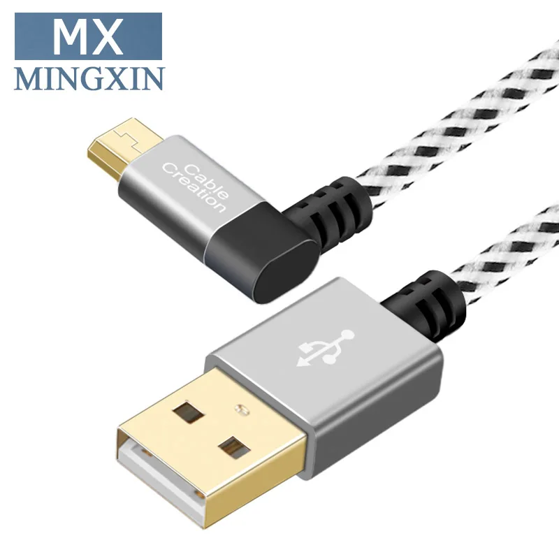 Кабель USB 2 0 с левым углом 90 градусов A для Micro плетеный кабель совместимый Chromecast