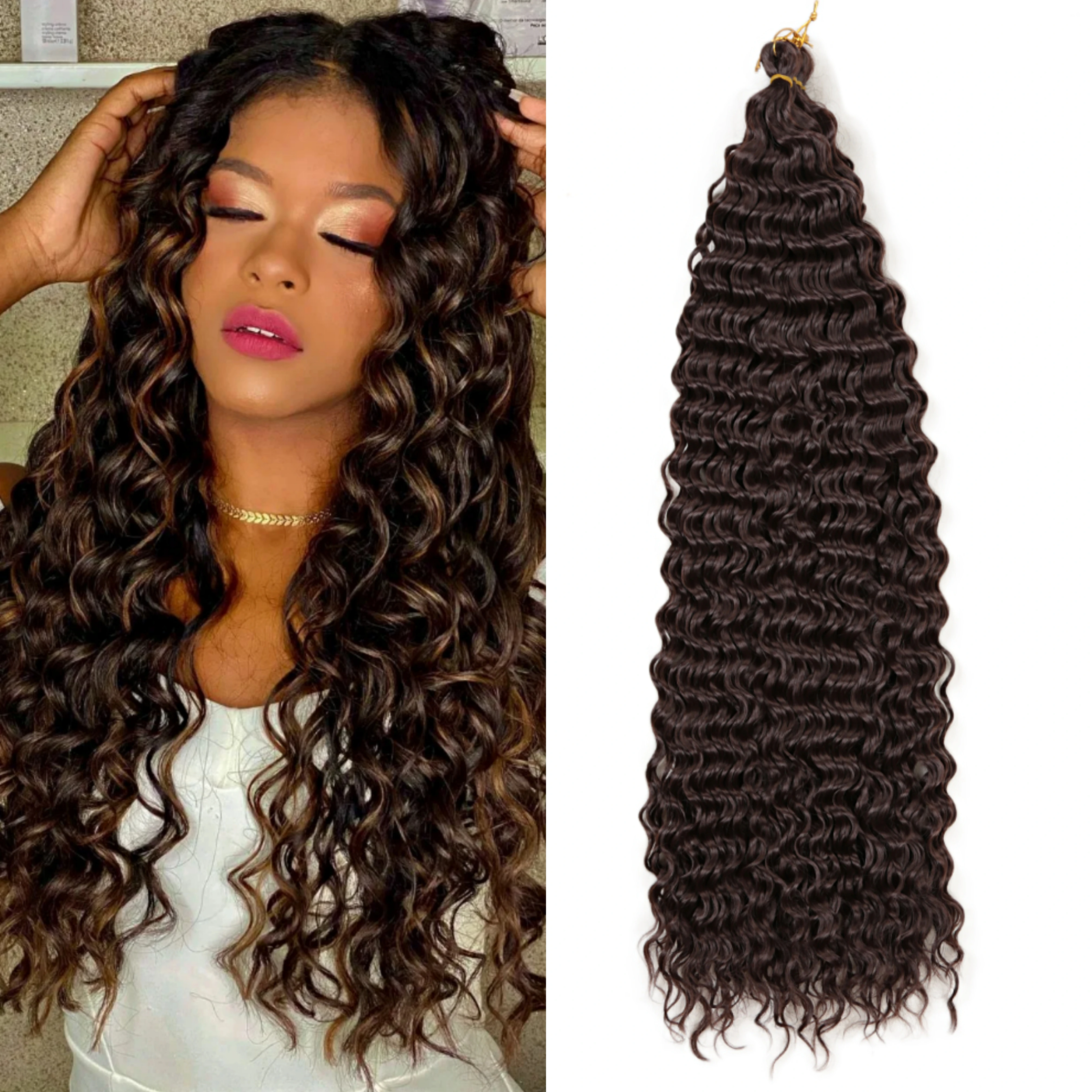 

Deep Wave Twist Braiding Hair Extensions Crochet Braids Synthetic Hair Afro Curl Ombre Curly Blonde Water Wave Braid For Women