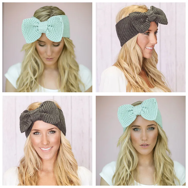 Европейский и американский вязаный шерстяной головной убор с большим бантом