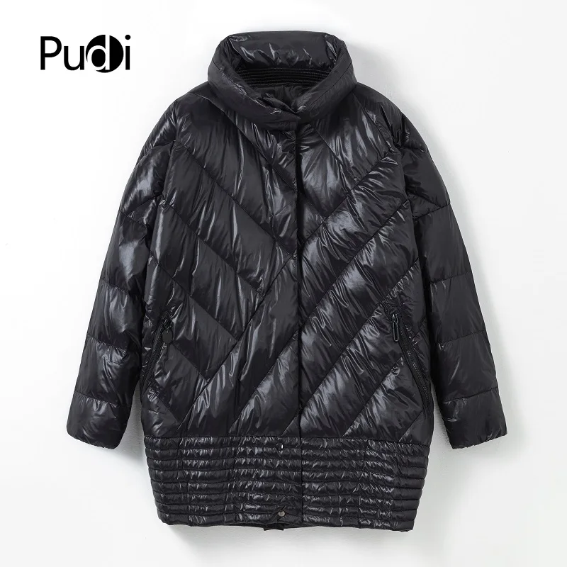 Новинка Женское зимнее теплое пальто Pudi из нейлоновой ткани на 90% утином пуху
