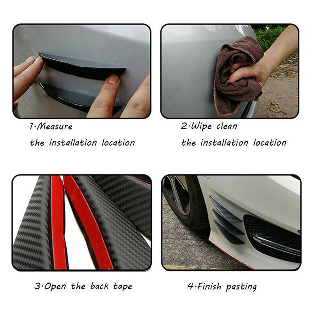 

Car Spoiler Front Bumper Fins Body Spoiler Refit Bright Black Exterior 6pcs
