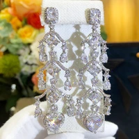 blachette fashion luxury high quality heart shaped zircon long pendant earrings womens wedding party daily anniversary jewelry