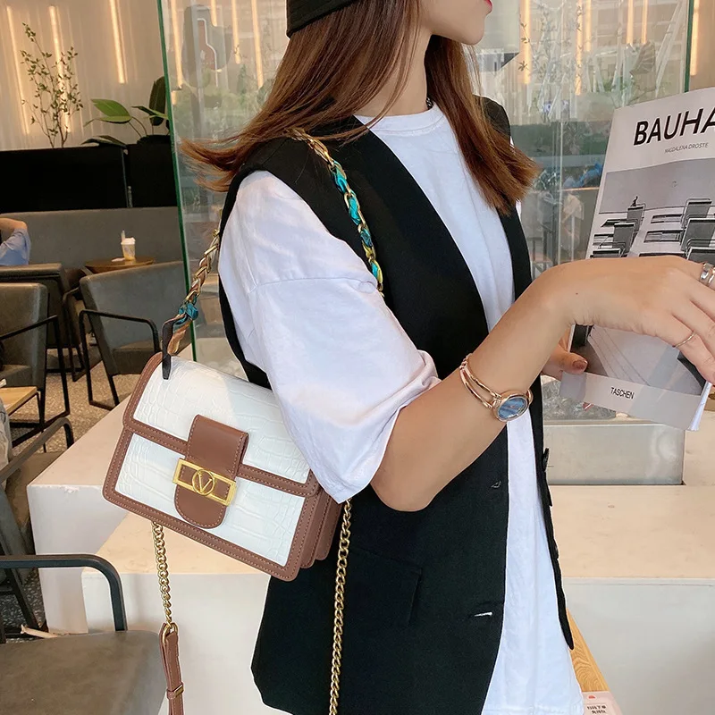 

2021 New Ladies Crocodile Print Single Shoulder Crossbody Bag Full Part Cow Leatehr Bags Luxury Designer Purses and Handbags Gg