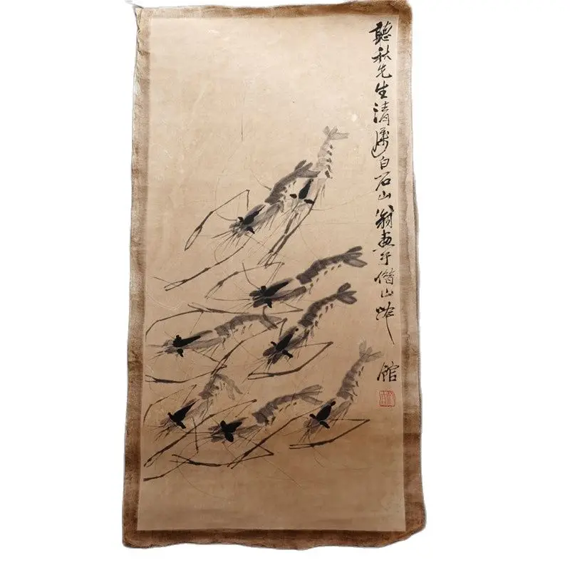 

Китайская старинная картина Xuan из бумаги, рисование креветок Qi Baishi 2