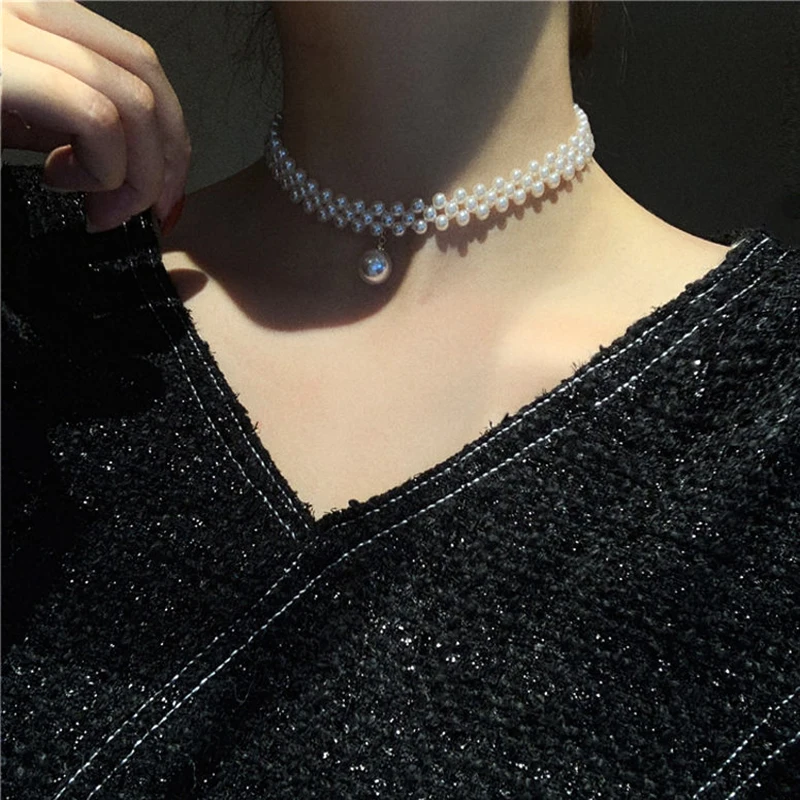 

Trendy Exquisite Pearl Pendant Chain Necklace for Women High Quality Pendant Summer Temperament Jewelry Wedding Party Ins Gift