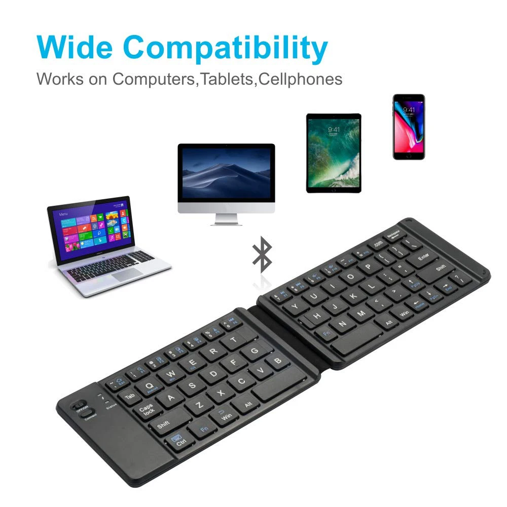 67 Keys Mini foldable keyboard Bluetooth Wireless Keypad for Windows Android ios Tablet ipad Phone Portable Light Weight | Компьютеры и