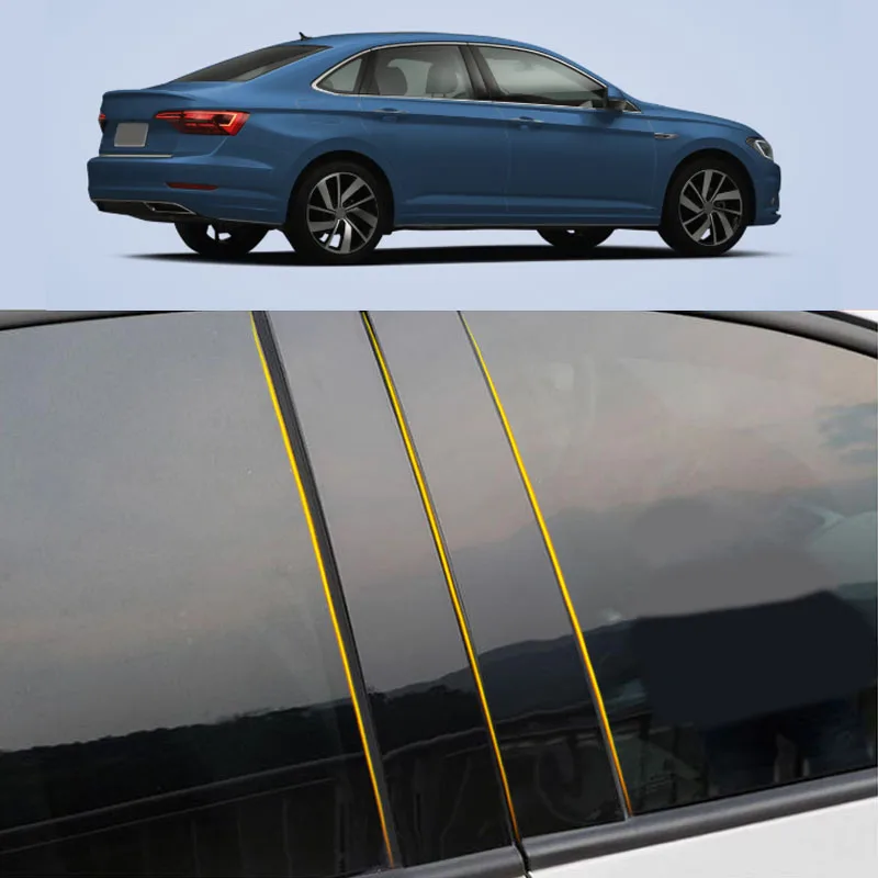 

Car PC Material Pillar Post Cover Door Trim Window Piano Black Molding Sticker Plate 6pcs For Volkswagen VW Sagitar 2019-2022