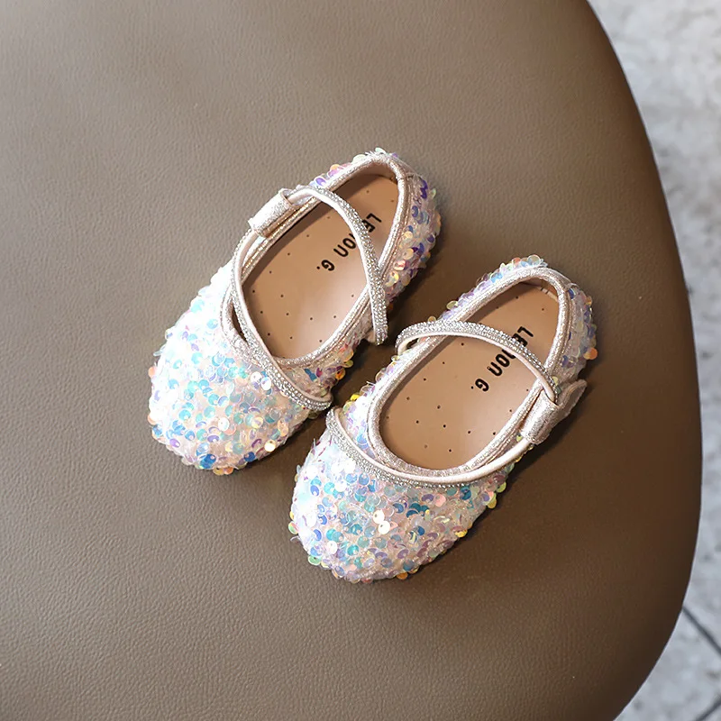 

Girls Fashion Leather Shoes Princess Shoes Spring Autumn Non-slip Soft Bottom Wear-resistant Baby Kids Sequined Children Shoes