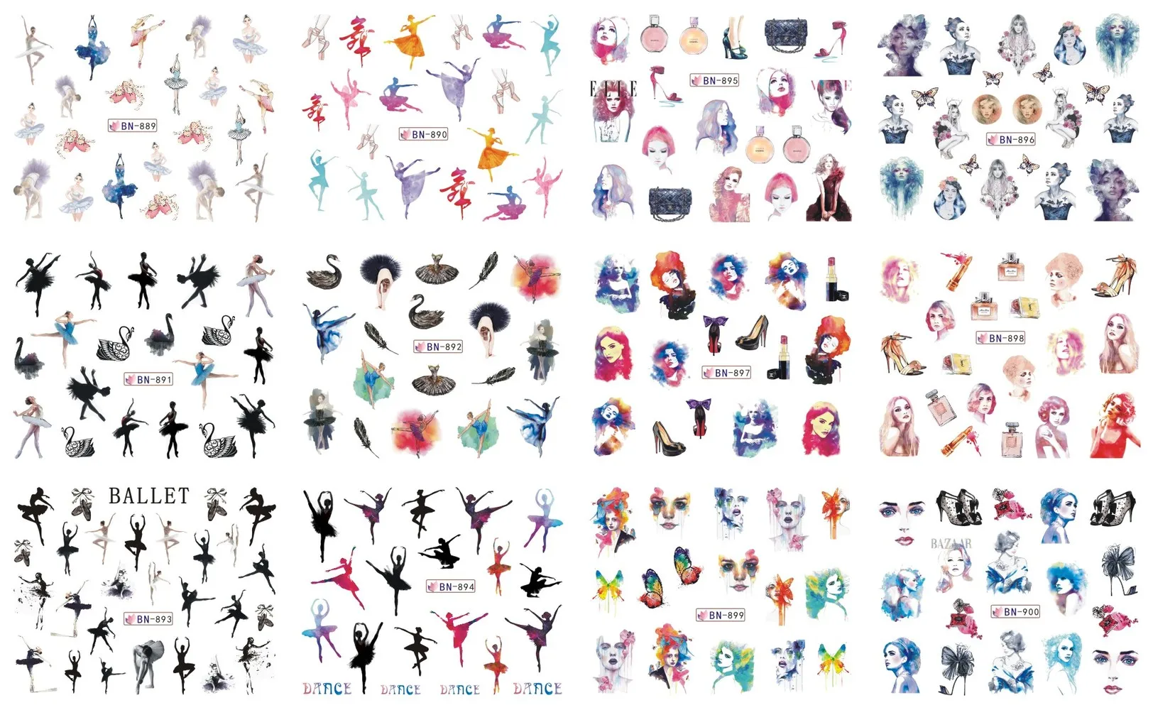 12 шт. наклейки для ногтей слайдеры Любовь Слово сердце буквы дизайн Водные