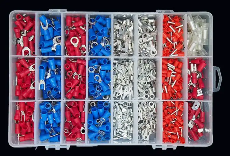 

1000Pcs electric wire and cable wiring crimp terminals connector cold pressed pre-insulated sleeve tube terminal box set