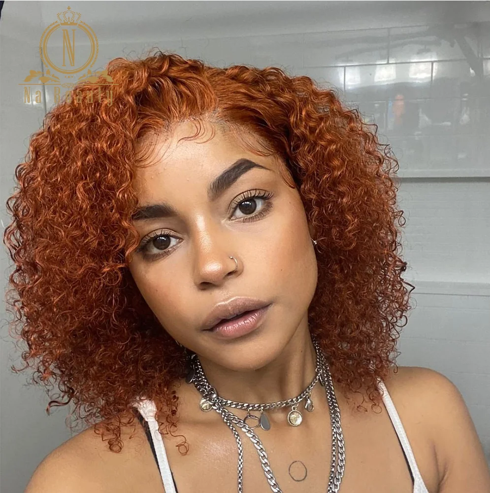 Парик из человеческих волос Ginger Orange T Part парик на сетке спереди предварительно