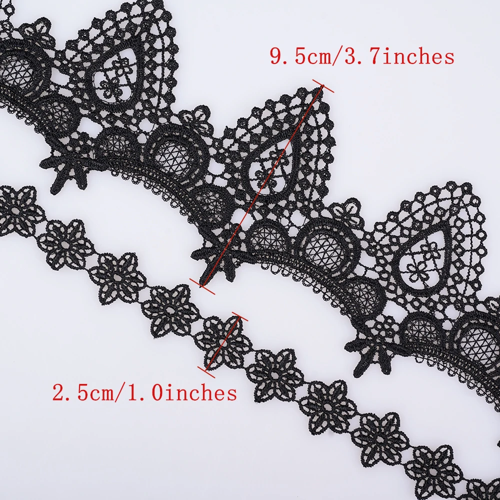 

Cusack 2 yards 9.5 cm Off White Lace Trims Ribbon for Garment Home Textiles DIY Crafts Trimmings Lace Fabric Sewing Black 2.5 cm