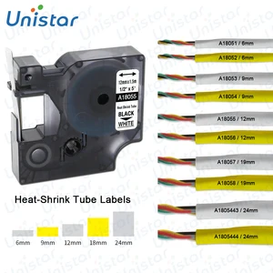 Термоусадочные трубки для этикеток и промышленной ленты Dymo Rhino, 18055, 18051, 18052, 18053, 18056