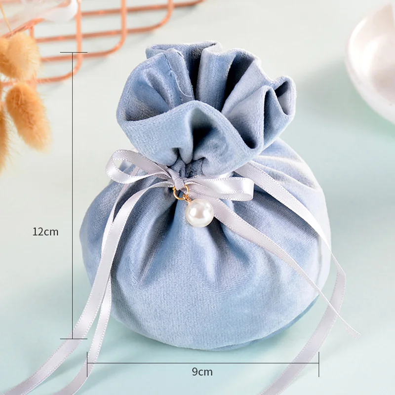 

100pcs New Thick Flannel Jewelry Storage Bag Candy Candy Bundle Pocket Small Bag Gold Velvet Drawstring Bag Wedding Decoration