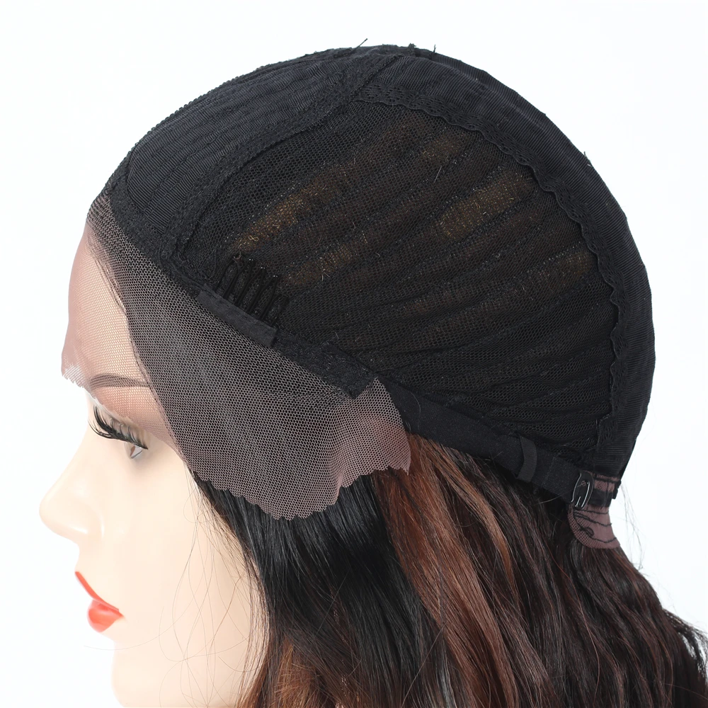 

Middle Part Lace Front Long Wigs Ombre Brown Long Curly Wave Synthetic Wig For Black Women X-TRESS Heat Resistant Fiber Wigs