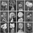 Алмазная живопись сделай сам с черными и белыми цветами, вышивка крестиком 5D, полноразмерная мозаика с интимными цветами для девушек, художественный Декор