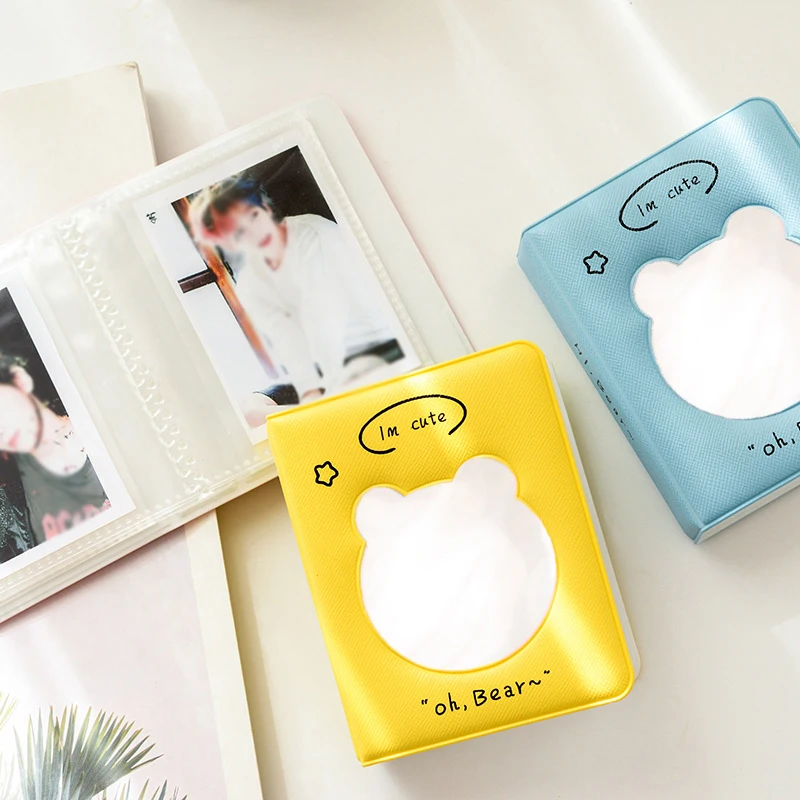 

3 Inch Bear Photo Album Cartoon Star Chasing Album Stylish Cute Scrapbook Hollow Photocard Holder Mini Cards Collect Book