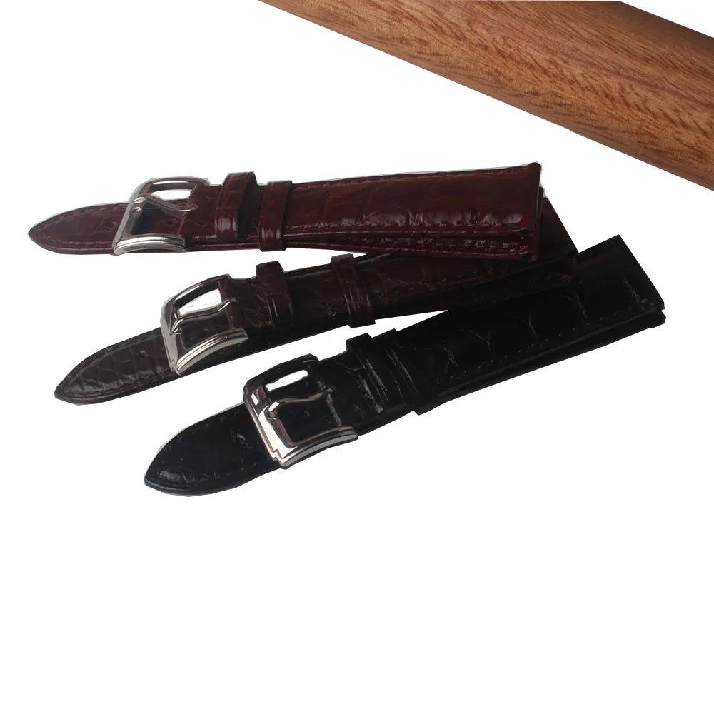 Ремешок из натуральной кожи для мужских часов браслет с черной крокодиловой