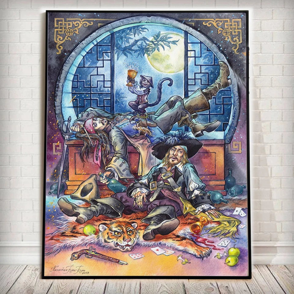 Капитан Джек Спарроу и Гектор барбосса Пираты Карибского моря Искусство Сделай Сам алмазная живопись Дисней фильм