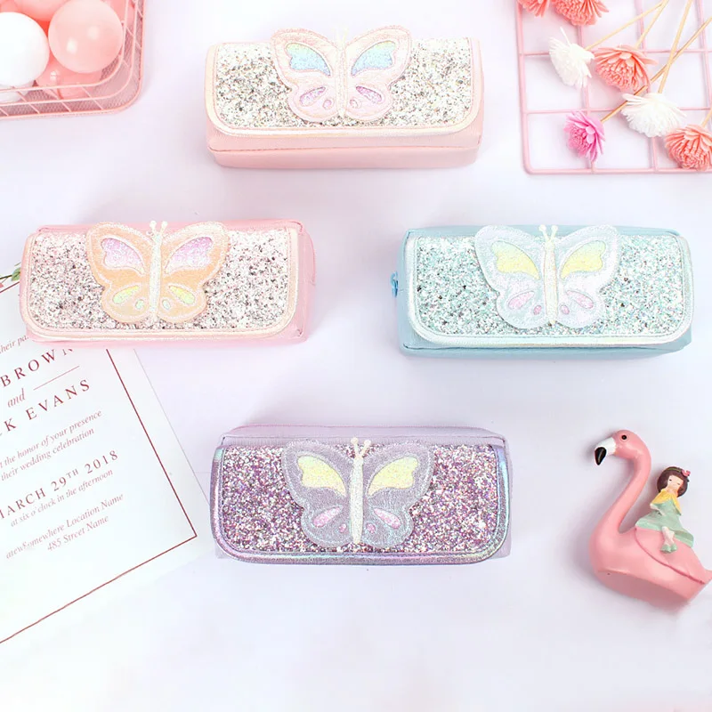 Милый чехол карандаш с бабочкой большой емкости для ручки милый девочек подарки