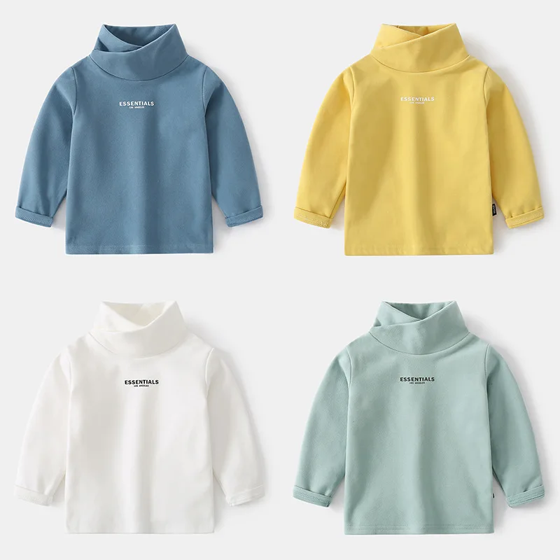 

Winter Children Turtleneck Tops Kids Long Sleeve T-shirts Solid Colors Girls Sweater Boys Pullover Basic Shirt