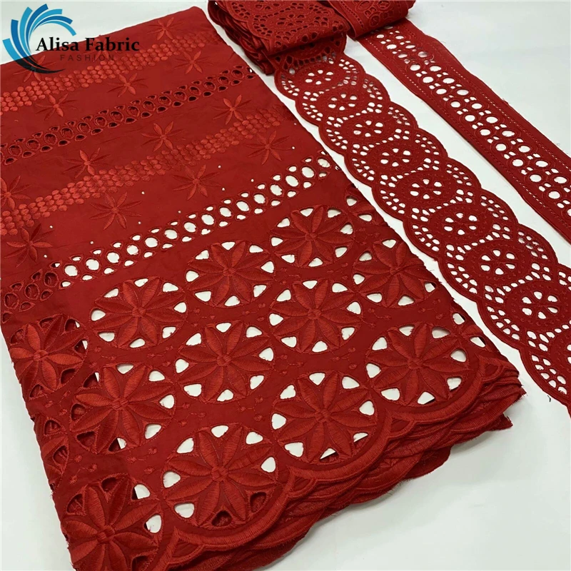 

Popular Dubai Style 5 Yard Swiss Lace Fabric Plus 10 Yards Lace Embroidery African 100% Cotton Fabrics Swiss Voile Lace
