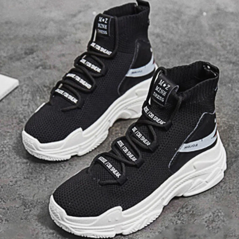 Женские кроссовки с рисунком акулы трикотажные дышащие носки модная обувь на