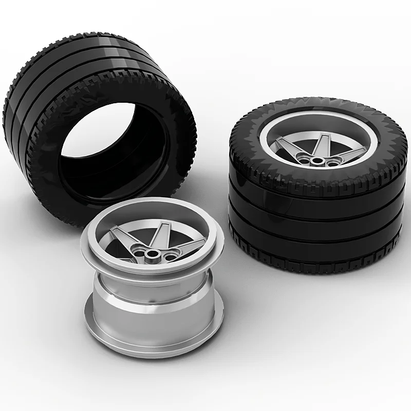 

Small particle technology building block mocf1 racing accessories hub tire 32296 + 22969 81.8x50mm wheel assembly toy parts