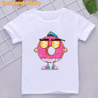 funny donuts print tshirts tops for girlsboys summmer short sleeve kids clothes 3 13 years toddler children clothing t shirt
