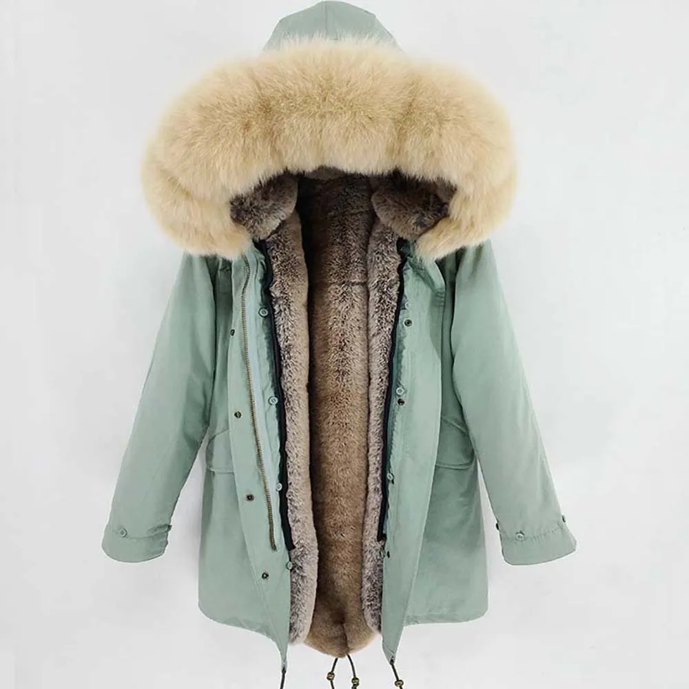 100% Женская куртка с воротником из натурального меха енота камуфляжная черная